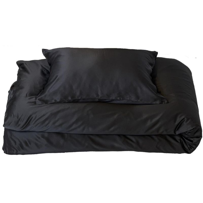 Sengesett i silke - sort