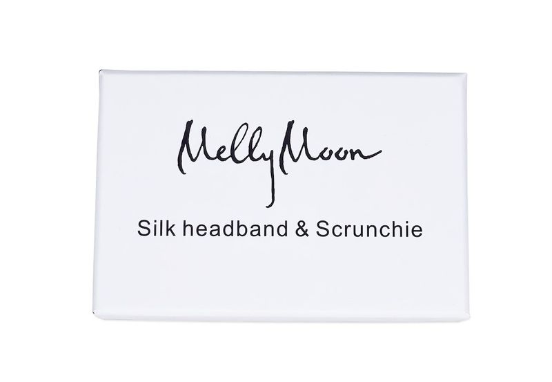 Hårbånd og scrunchie i silke-sort-sett