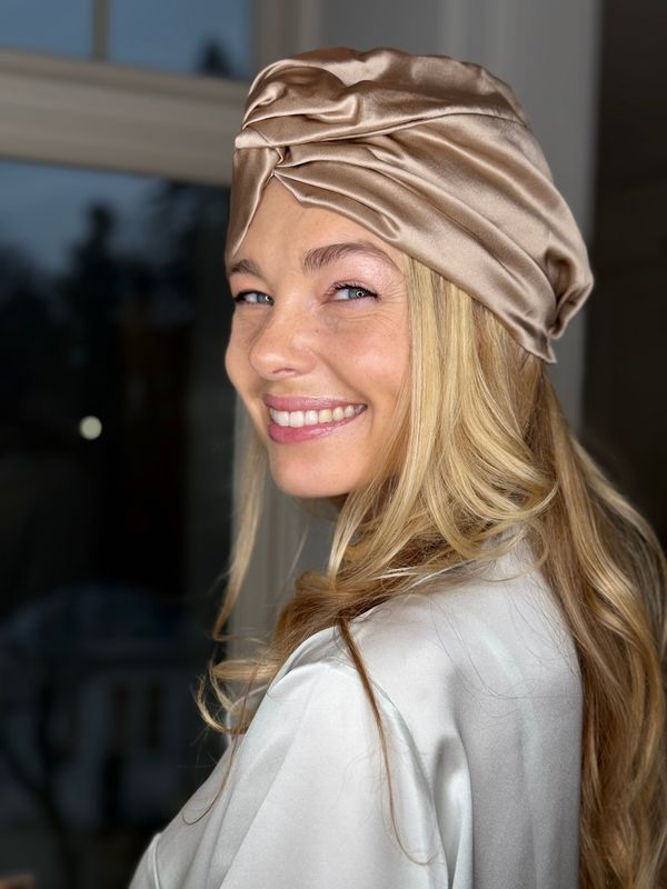 Silke turban - dobbelt silke - champagne