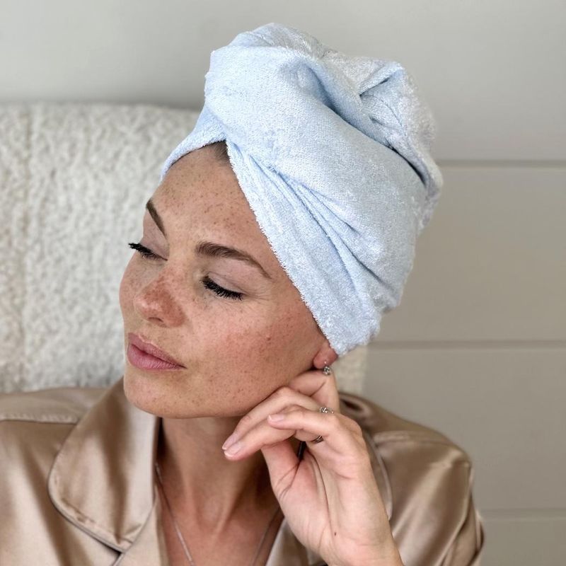 Bambus hårhåndkle - lys blå