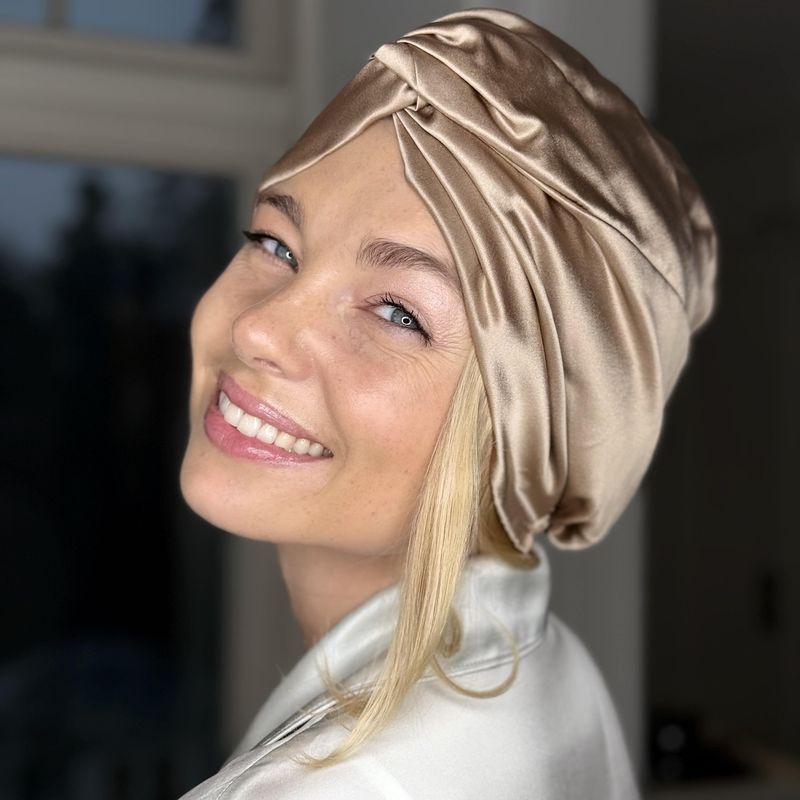 Silke turban - dobbelt silke - champagne
