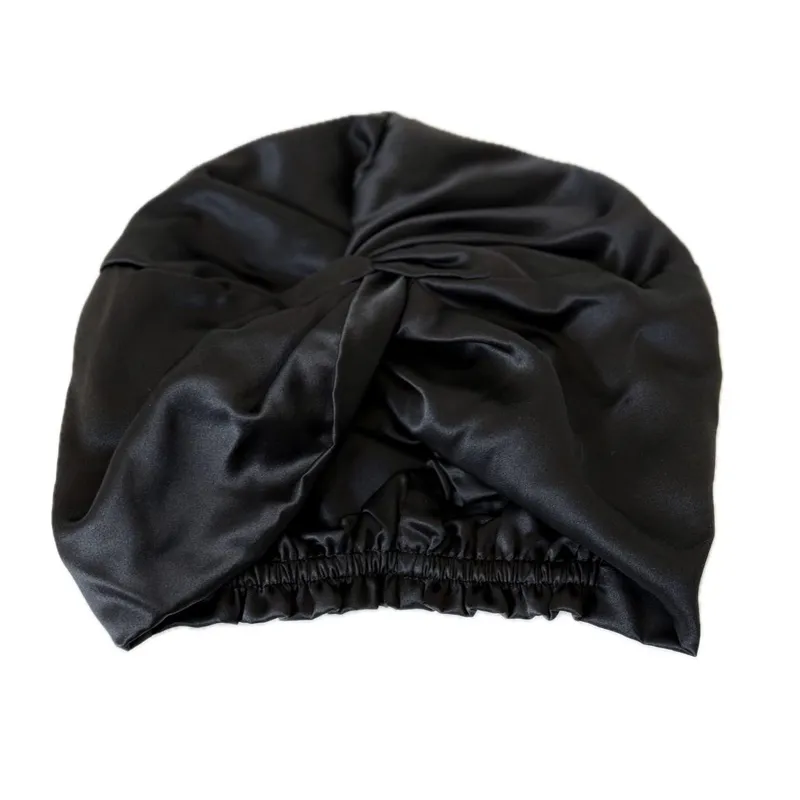 Silke turban - dobbelt silke - sort